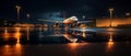 Images generated from AI, Picture of an airplane parked in the airport after rain. Royalty Free Stock Photo