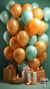 Images generated from AI, Picture of balloons and gift boxes, Royalty Free Stock Photo