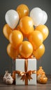 Images generated from AI, Picture of balloons and gift boxes, during the New Year and Christmas festivals