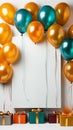 Images generated from AI, Picture of balloons and gift boxes, during the New Year and Christmas festivals Royalty Free Stock Photo