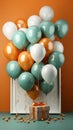 Images generated from AI, Picture of Many balloons and gift boxes,during the festivals,happy times Royalty Free Stock Photo