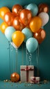 Images generated from AI, Picture of Many balloons and gift boxes, Royalty Free Stock Photo