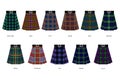 Images of kilts or skirts from different clan tartans. Simplified version of tartan