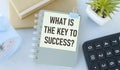 images of note book with what is the key to success, wording Royalty Free Stock Photo