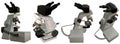 Renders of professional microscope with cpu block with fictive design isolated on white - photorealistic 3d illustration of object