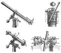 Illustration of old telescopes.