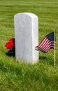 Military gravestone with American flag Royalty Free Stock Photo