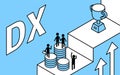 Images of success and growth in DX, businessmen, partnerships, isometric