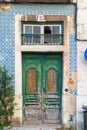 Typical tiled building front in the old town of Lisbon