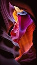 Imaginary Antelope canyon, vibrant multicolored sandstone, AI generative background for social media stories Royalty Free Stock Photo