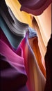 Imaginary Antelope canyon, vibrant multicolored sandstone, AI generative background for social media stories