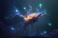 Imaginary astrocyte, glial cell or large centient neuron, close-up 3D view, AI generative