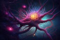 Imaginary astrocyte, glial cell or large centient neuron, close-up 3D view, AI generative