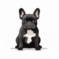 Imaginary Black French Bulldog: A Pensive Pose In Flat Color Style