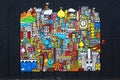 Imaginary city on beatiful street art, London. Royalty Free Stock Photo