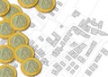 Imaginary city map of territory with euro coins - Tax and business concept image