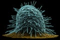 Imaginary electron microscope image of bacteriophage virus on Escherichia coli Royalty Free Stock Photo