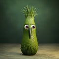 Imaginary Green Stuffed Animal Bird: Surrealistic Portraiture And Elaborate Fruit Arrangements