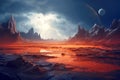 An imaginary landscape of an alien planet Royalty Free Stock Photo