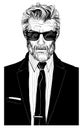 Imaginary portait of a mature business man in suit, tie and sunglasses