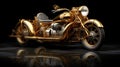 Vintage motorcycle completely covered in gold