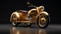 Vintage motorcycle completely covered in gold