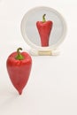 Imagination Concept Bell Pepper Reflection In Mirror