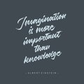 Imagination is more important than knowledge vintage roughen hand written brush lettering calligraphy typography quote poster Royalty Free Stock Photo