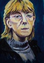 Imaginative acrylic painting portrait of a blonde-haired woman