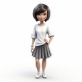 Imaginative Asian-inspired 3d Girl With Cartoonish Features