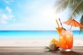 Imaginative Beach cocktail mockup. Generate Ai Royalty Free Stock Photo