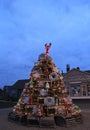 Imaginative Christmas tree made from lobster traps and beach themed ornaments, York, Maine, 2017 Royalty Free Stock Photo