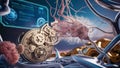 An imaginative depiction featuring an array of intricate clockwork