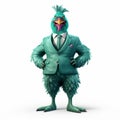 Imaginative Green Business Bird In Zbrush Style: John Bolton\'s Nintencore