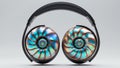 Creative Headphones with Nautilus Shell Earcups. Royalty Free Stock Photo