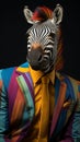 An imaginative image featuring the head of a majestic zebra
