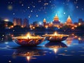 Imaginative Nightscapes A Captivating Visual Journey Through Serene Structures and Radiant Reflections Evoking Emotions of Nost Royalty Free Stock Photo
