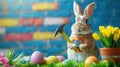 Easter Bunny Mechanic: A Fun and Creative Image of the Iconic Bunny, Dressed in a Uniform and Ready to Work with Tools in Hand Royalty Free Stock Photo