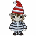 Imaginative Prison Scene: Christmas Goat In Striped Clothing