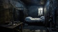 Imaginative Prison Scene: Moody Lighting In An Old Bed