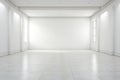 An imaginative scene showcasing an empty gallery room with pristine white walls, awaiting the presence of artwork that will soon