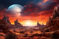 Imaginative unreal view on alien planet Royalty Free Stock Photo