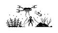 Drone Surveillance Alien Encounter Vector, vector design Generative AI Royalty Free Stock Photo