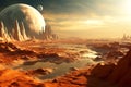 Imaginative view of alien planet landscape Royalty Free Stock Photo
