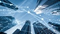 Imaginative visual smart digital city with globalization abstract graphic showing connection network Royalty Free Stock Photo