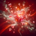 Imagine beautiful glowing translucent transparent hearts.