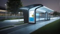 modern bus stop with sleek design and smart features.ai generated