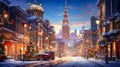 Imagine a bustling city on Christmas Eve, alive with bright lights and the energy of the holiday season, generative ai