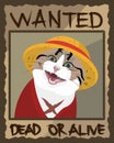 The Most Wanted: The Red-Clad Cat with Scars and a Straw Hat Royalty Free Stock Photo