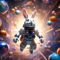 imagine a charming bunny wearing bunny ears while surrounded by glittering easter eggs trending on